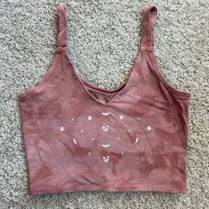 Women's Dusty Rose Crop Bralette with White Motif